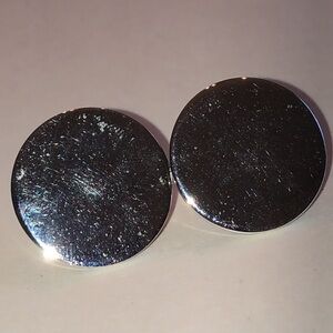 Silver Tone Round Retro Boho Stud Earrings